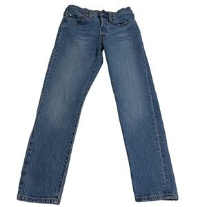 Levis 501 Jeans Women 27x28 Blue S Slim Straight Button Fly Big E Solid Western